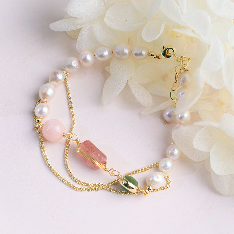 Natural Freshwater Pearl Crystal Bracelet