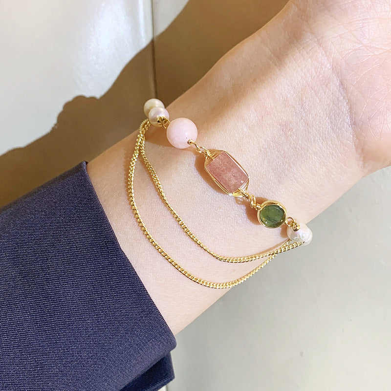 Natural Freshwater Pearl Crystal Bracelet