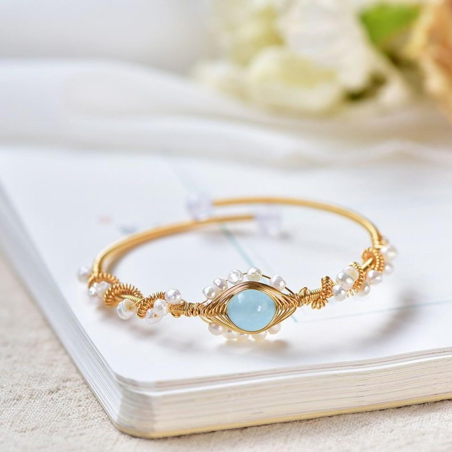 Gold Wire Pearl Bracelet