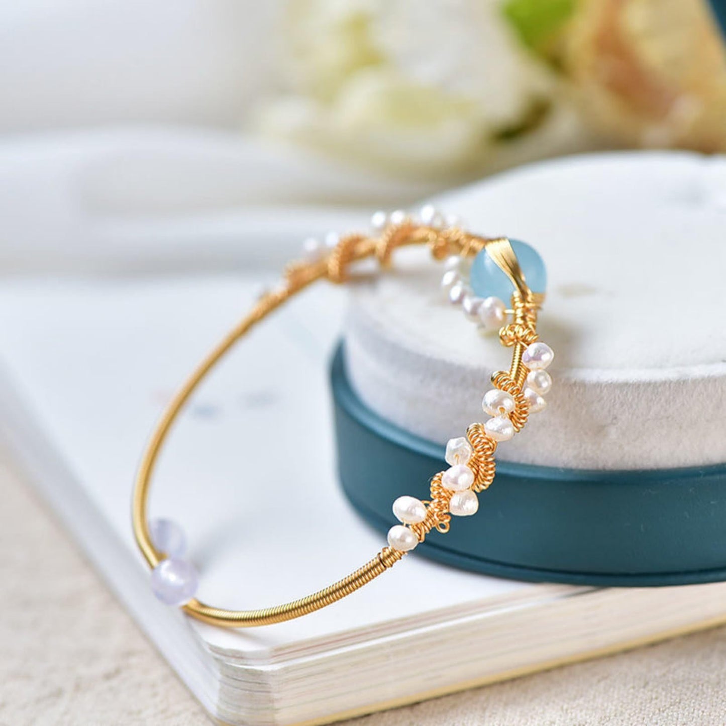 Gold Wire Pearl Bracelet