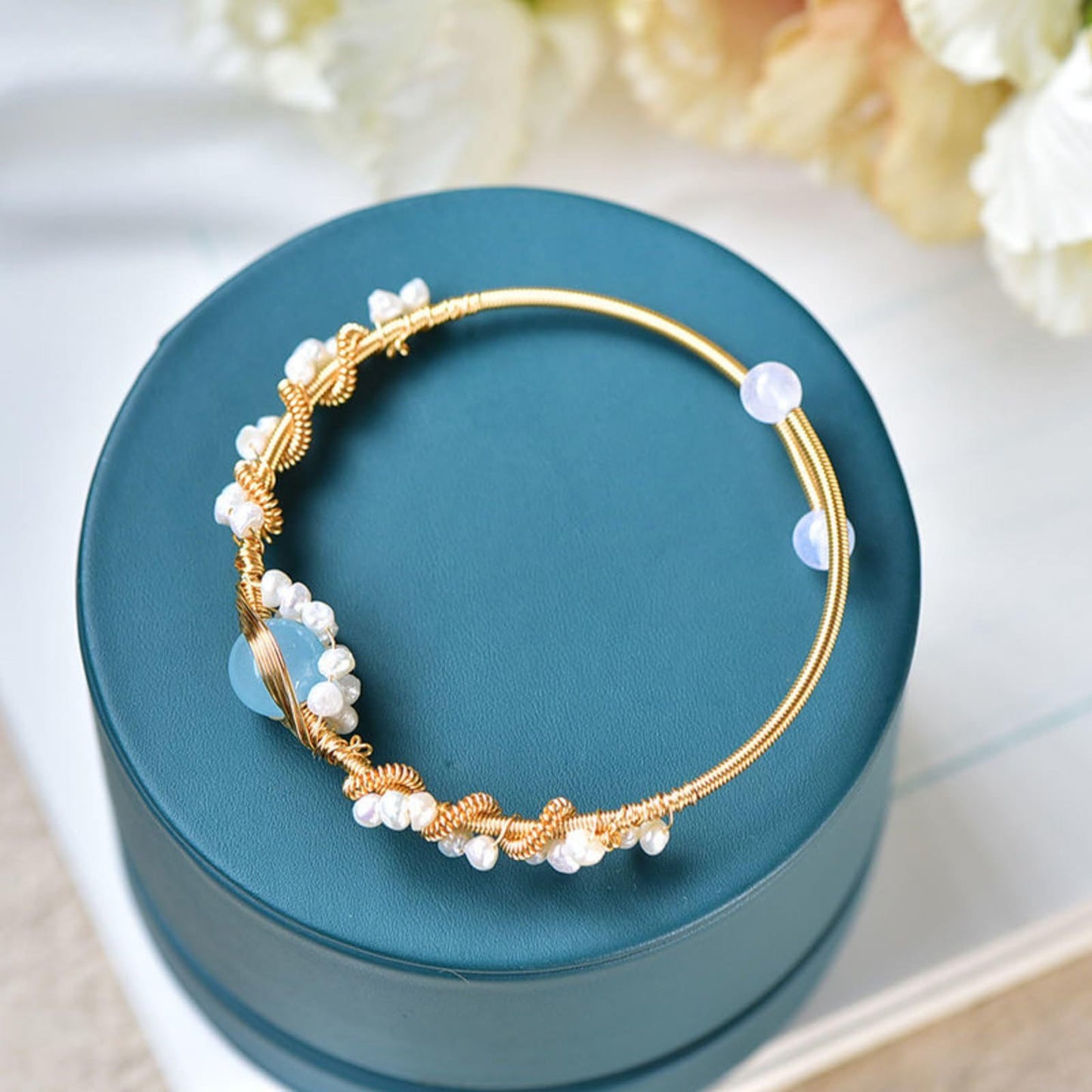 Gold Wire Pearl Bracelet